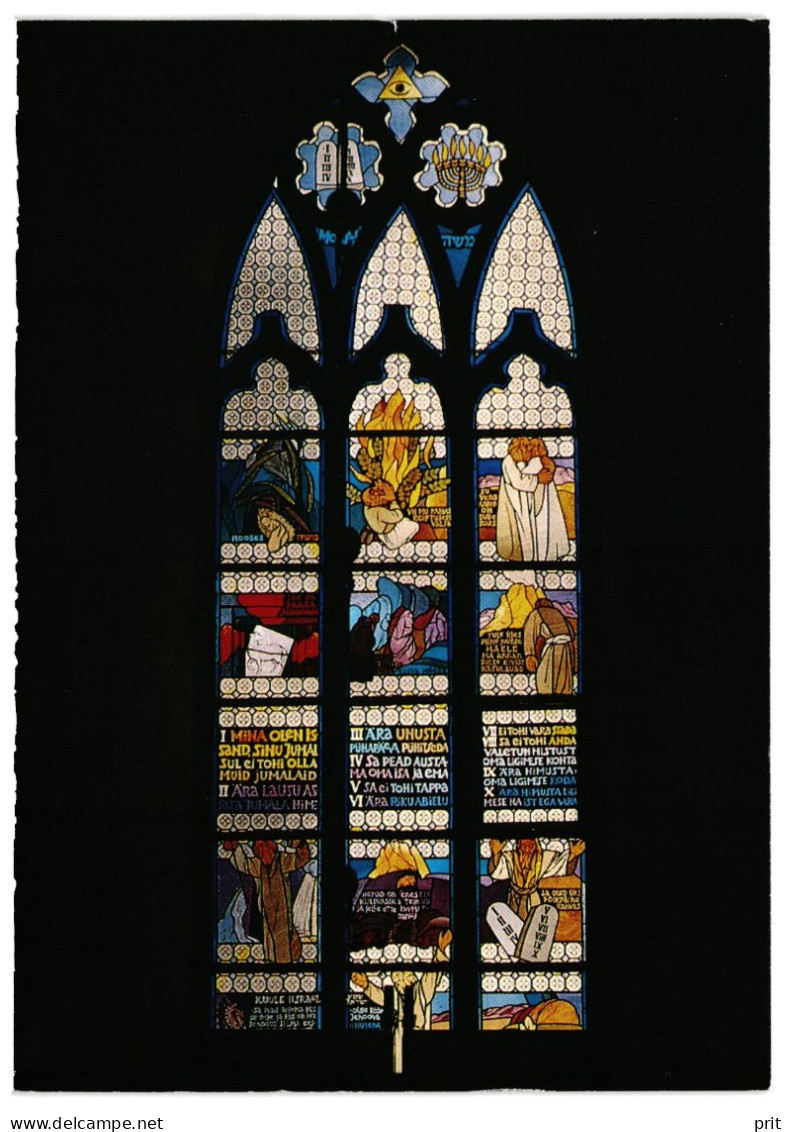 Stained Glass Window, The Church Of The Holy Spirit Tallinn Estonia 2000s Unused Postcard - Estonie