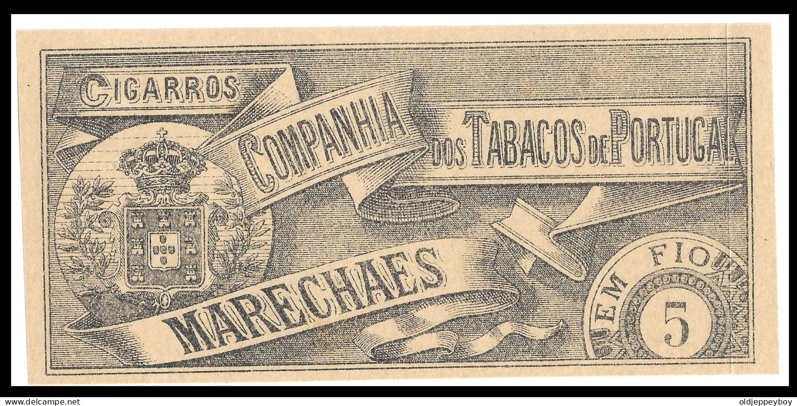 1912 CIGARROS MARECHAES Companhia Portuguesa De Tabacos. Old Vintage TOBACCO BOX PAPER Cigars Portuga 6 X 12 CM - Luciferdozen - Etiketten
