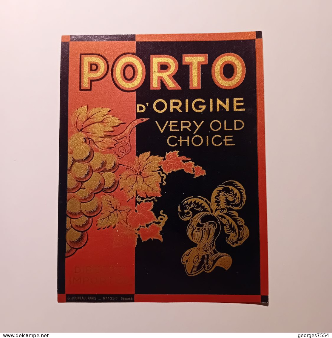 Ancienne ETIQUETTE  - PORTO ROUGE- Spécimen D'étiquette G. JOUNEAU - Rum