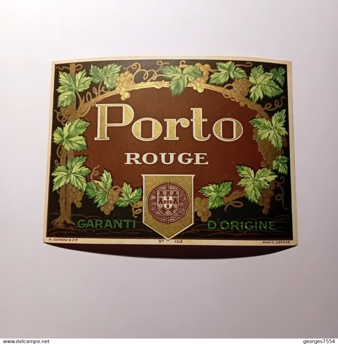 Ancienne ETIQUETTE  - PORTO ROUGE Espagne- Spécimen D'étiquette G. JOUNEAU - Rum