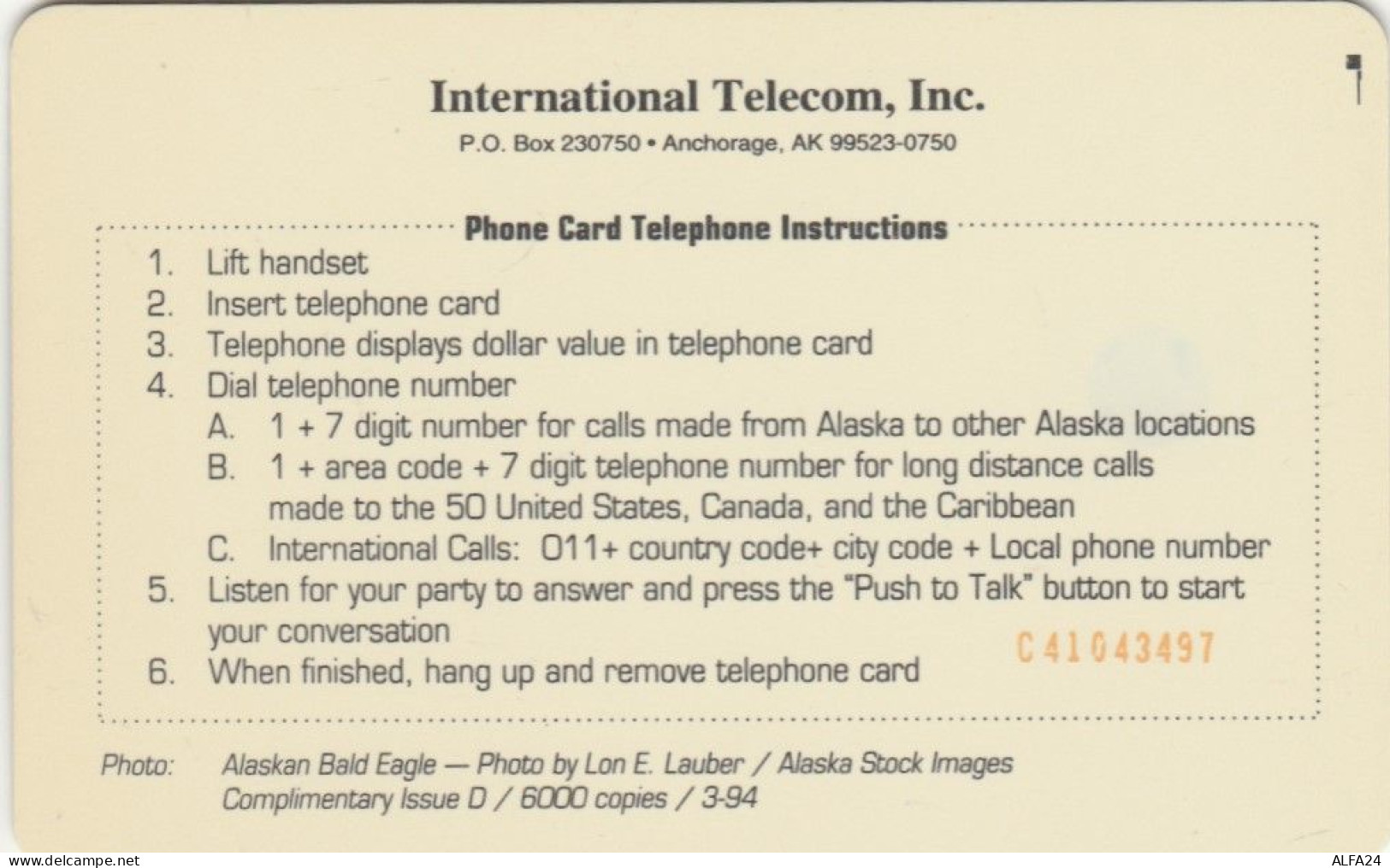 PHONE CARD ALASKA STATI UNITI  (E102.23.6 - Cartes à Puce