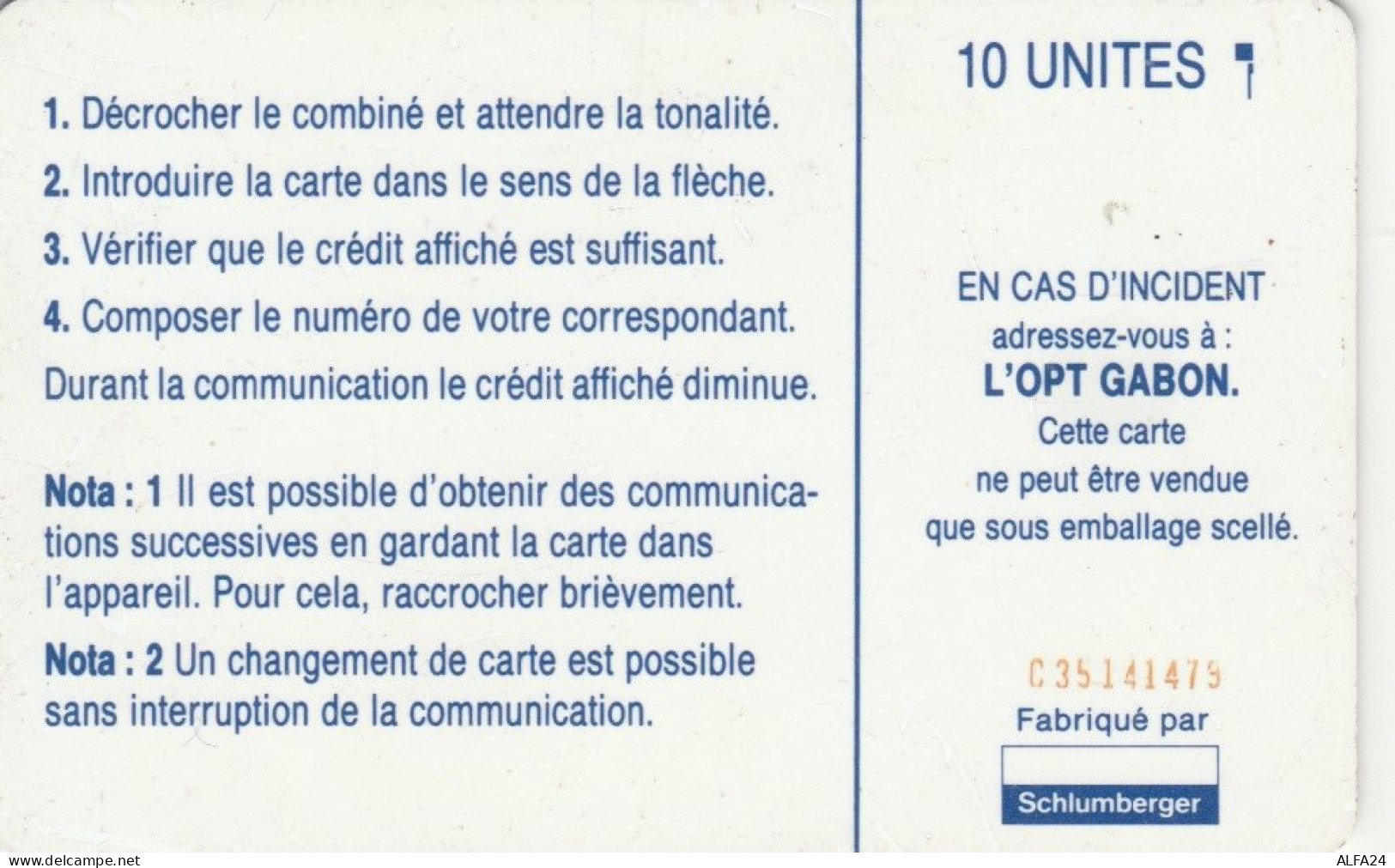 PHONE CARD GABON  (E102.18.1 - Gabon