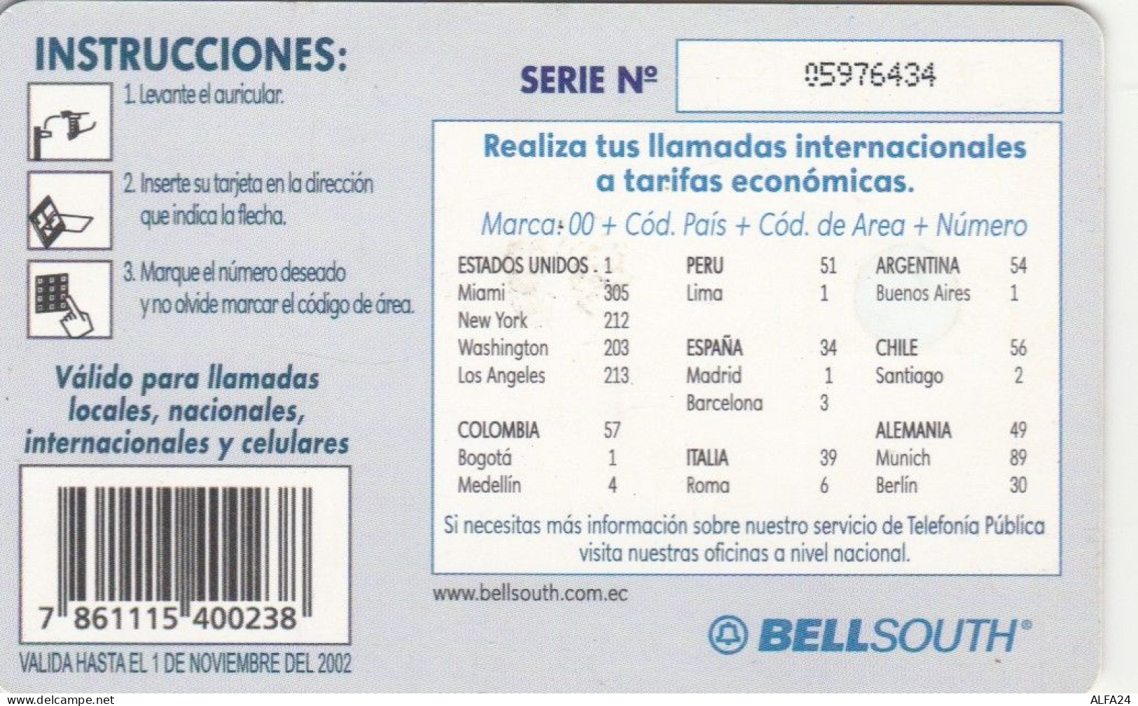 PHONE CARD ECUADOR  (E102.11.1 - Equateur
