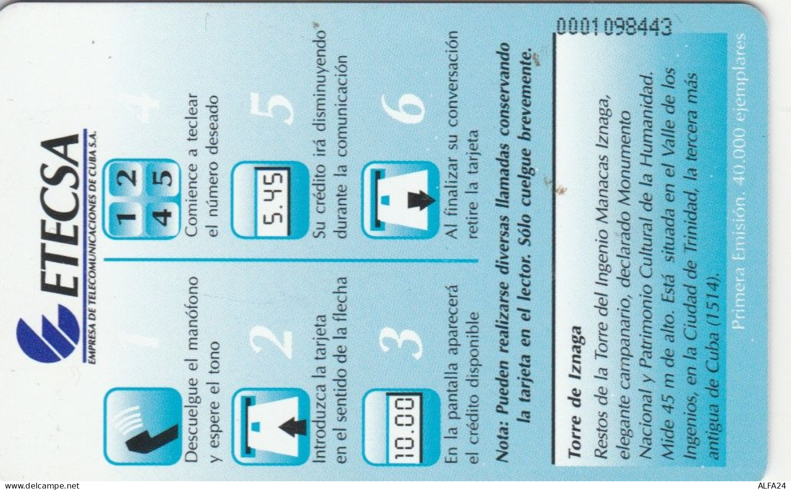 PHONE CARD CUBA  (E102.7.1 - Kuba