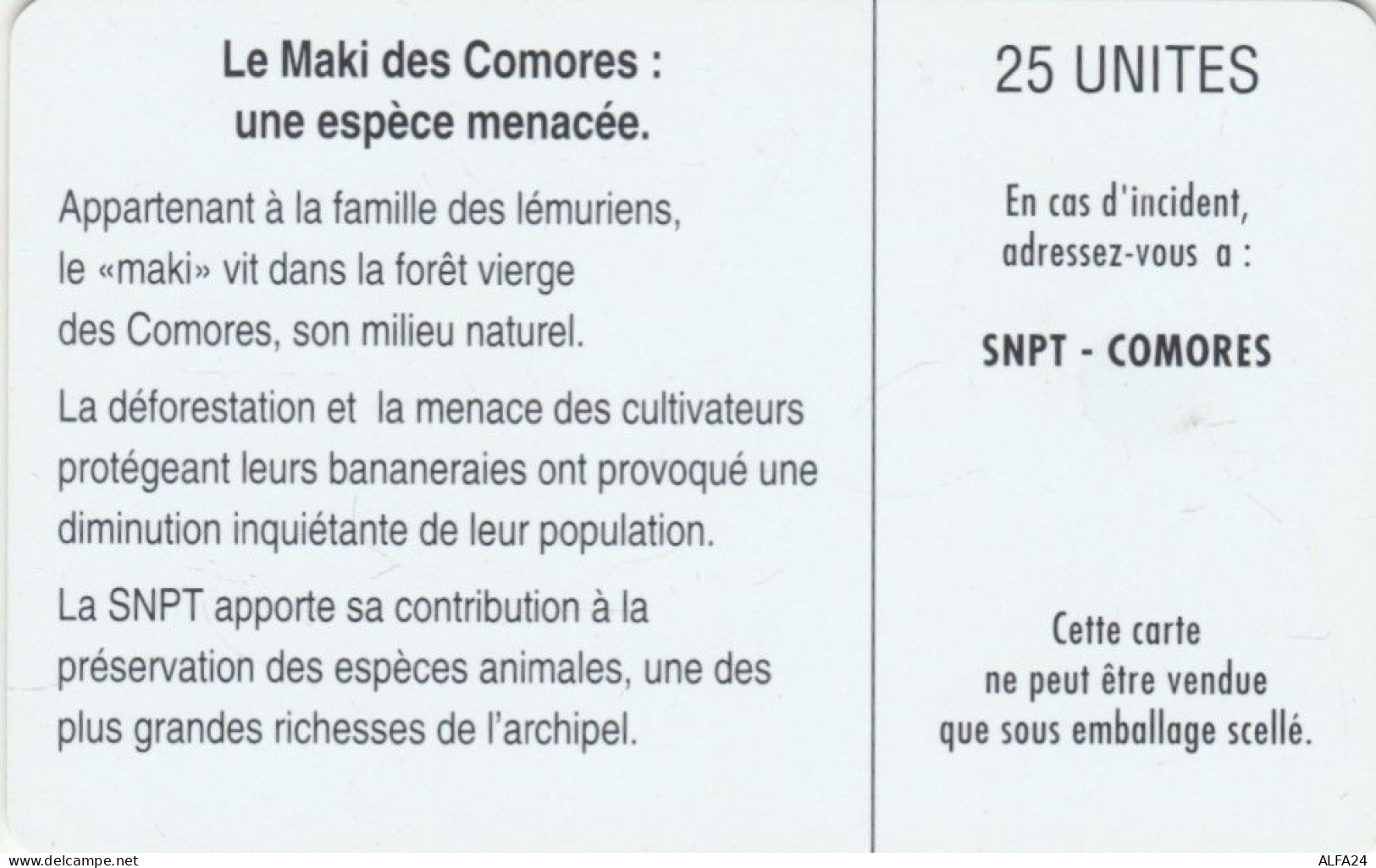 PHONE CARD COMORES  (E102.7.4 - Comore