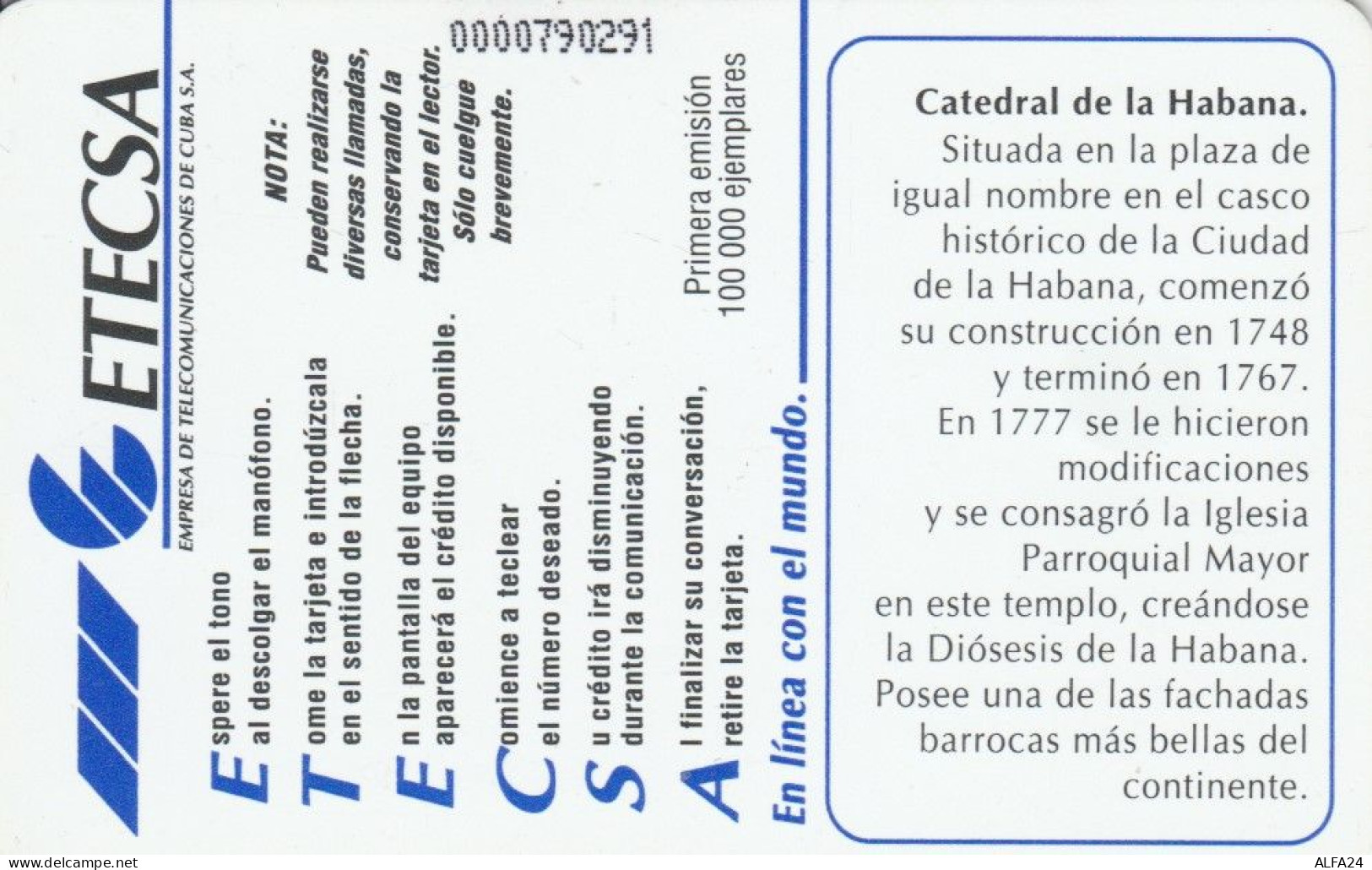 PHONE CARD CUBA  (E102.6.7 - Kuba