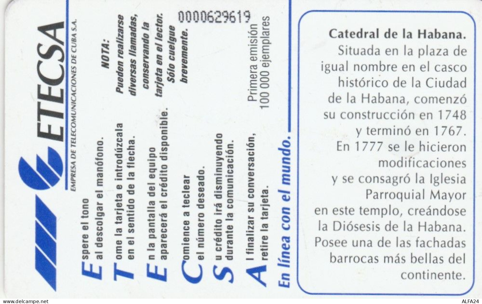 PHONE CARD CUBA  (E102.6.6 - Kuba