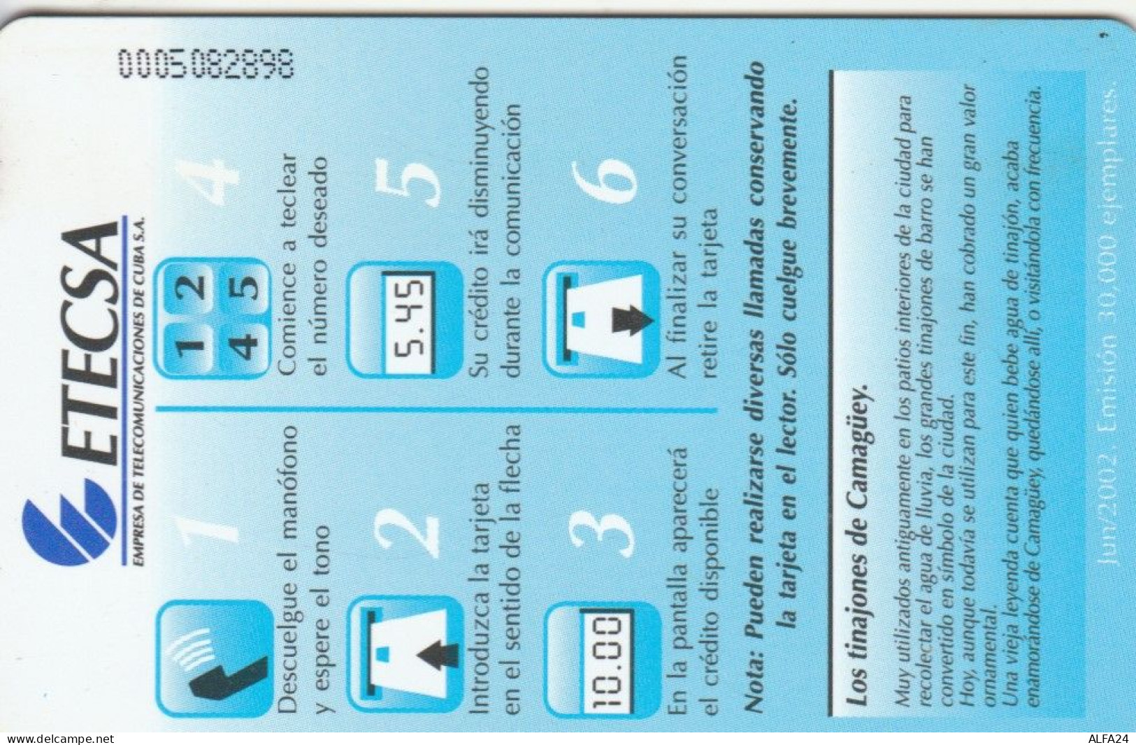 PHONE CARD CUBA  (E102.6.1 - Kuba
