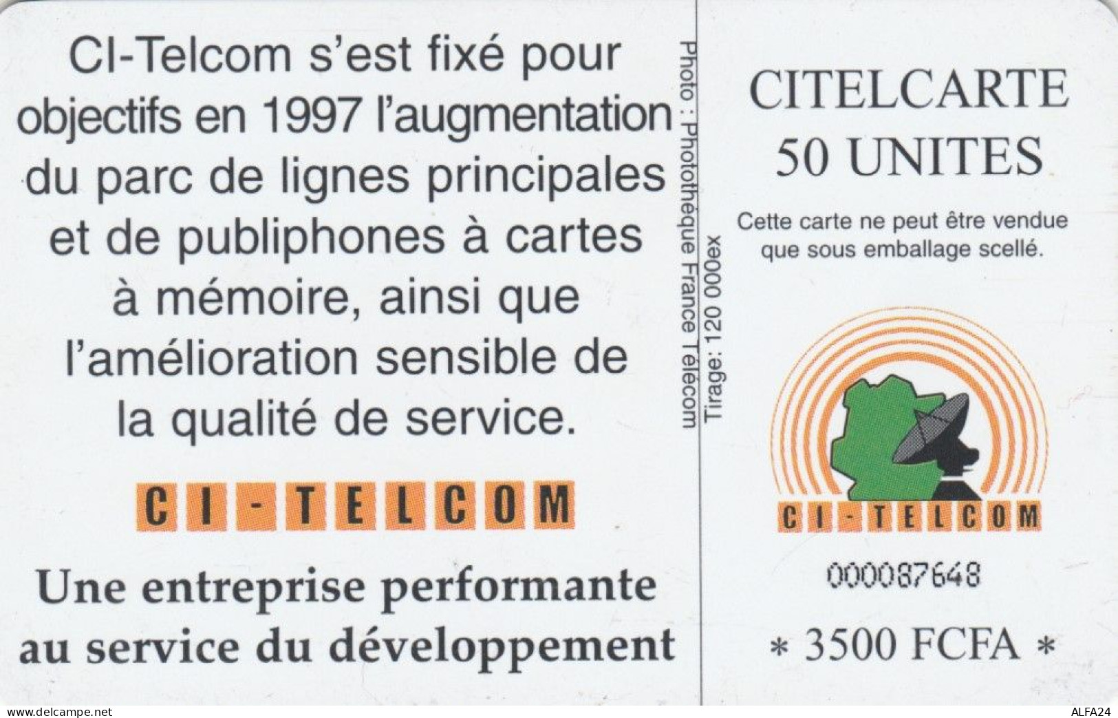 PHONE CARD COSTA D'AVORIO  (E102.3.4 - Ivory Coast