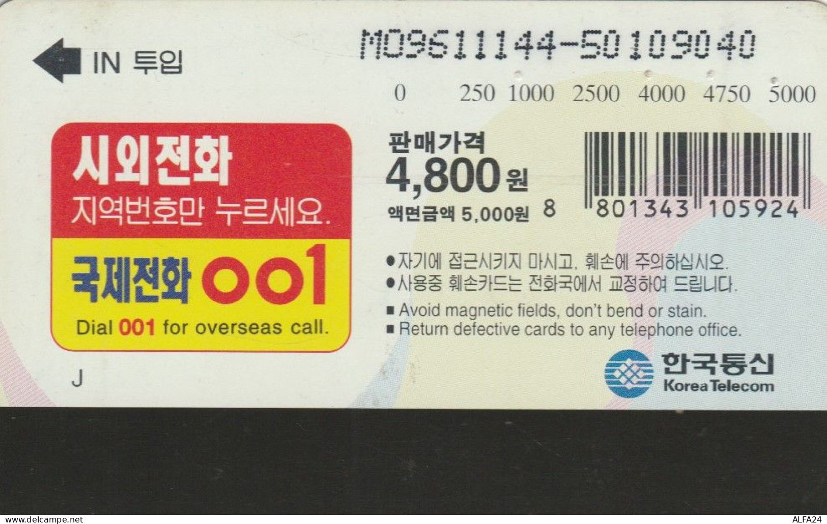 PREPAID PHONE CARD COREA SUD  (E102.2.1 - Corée Du Sud