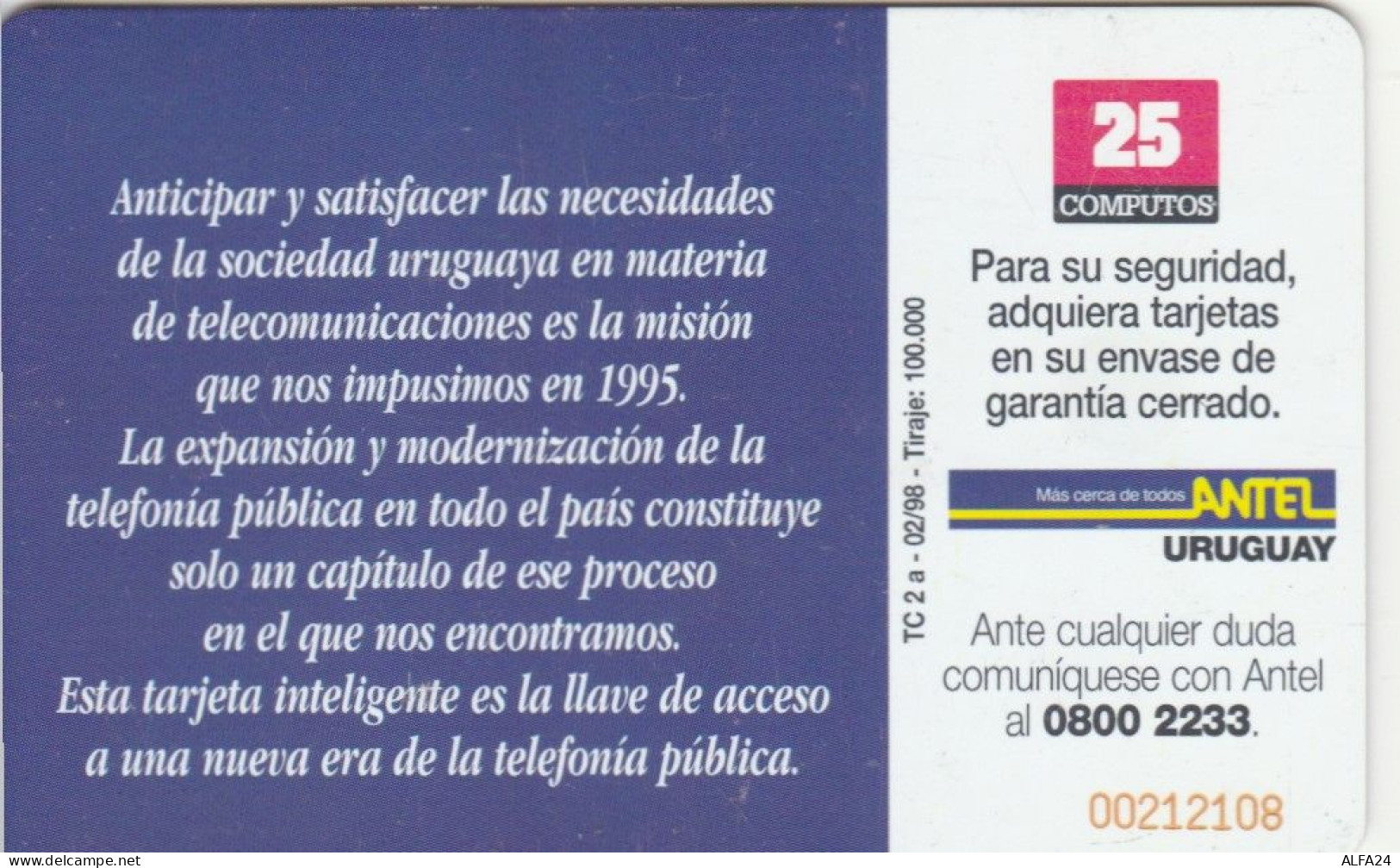 PHONE CARD URUGUAY (E103.43.1 - Uruguay