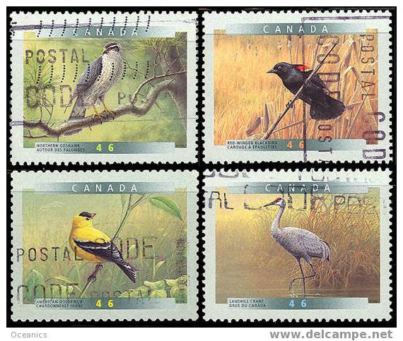 Canada (Scott No.1770-73 - Série Sur Les Oiseaux Canadiens/ Canadian Birds On Stamps) (o) Perf 12,5 X 13,1 - Oblitérés