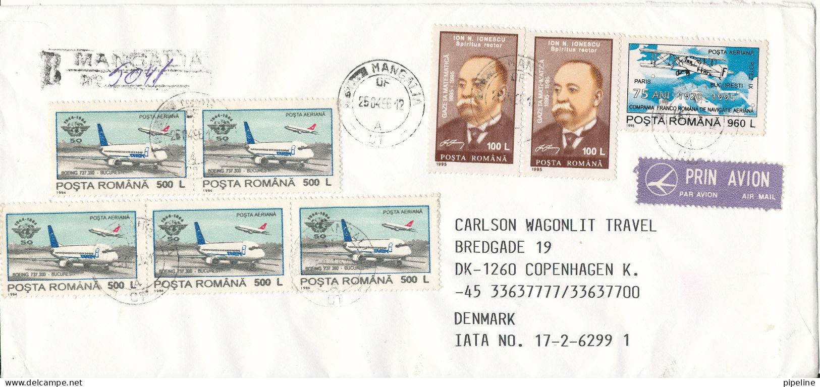 Romania Registered Cover Sent To Denmark 25-5-1996 With A Lot Of Stamps - Brieven En Documenten