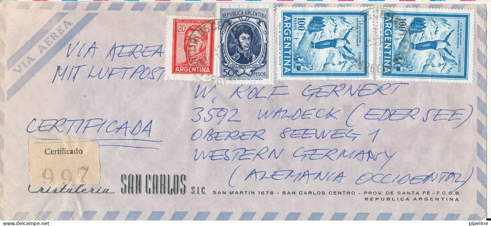 Argentina Registered Air Mail Cover Sent To Germany Good Franked - Luftpost