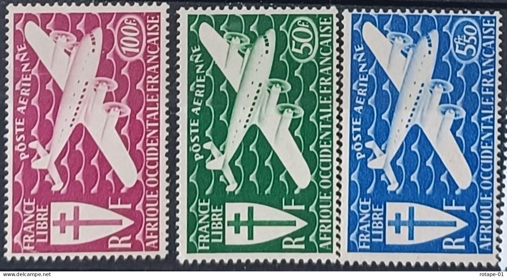 AOF  1945,  YT N°A1-3  N**,  Cote YT 9€ - Used Stamps