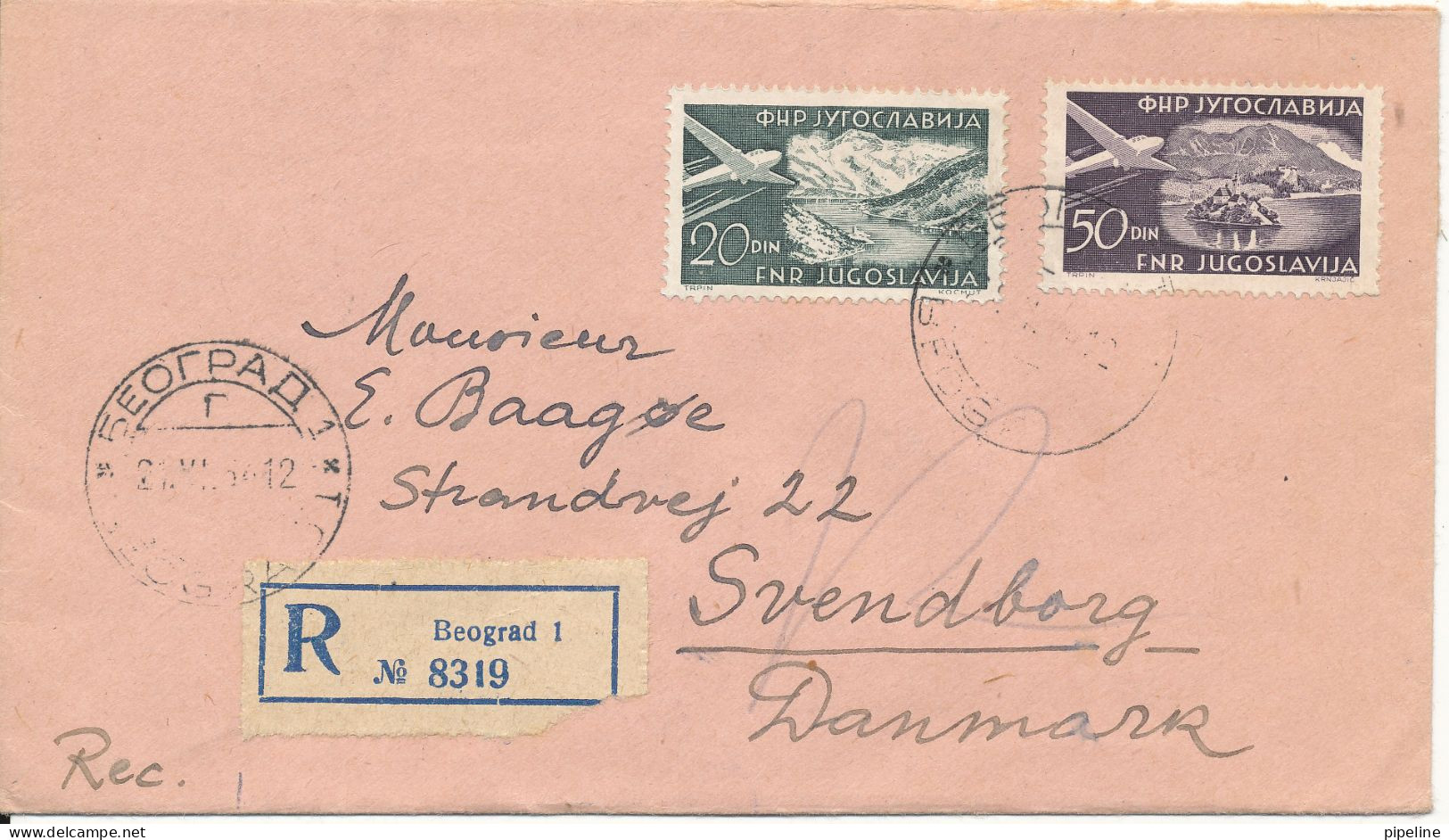 Yugoslavia Registered Cover Sent To Denmark Beograd - Brieven En Documenten