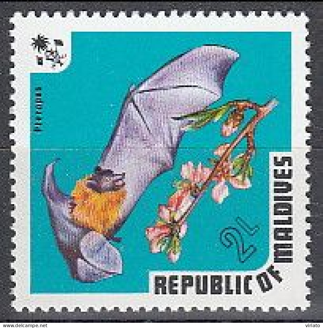 Maldives 1973 (MNH) (Mi 464) - Indian Flying Fox (Pteropus Ariel) - Pipistrelli