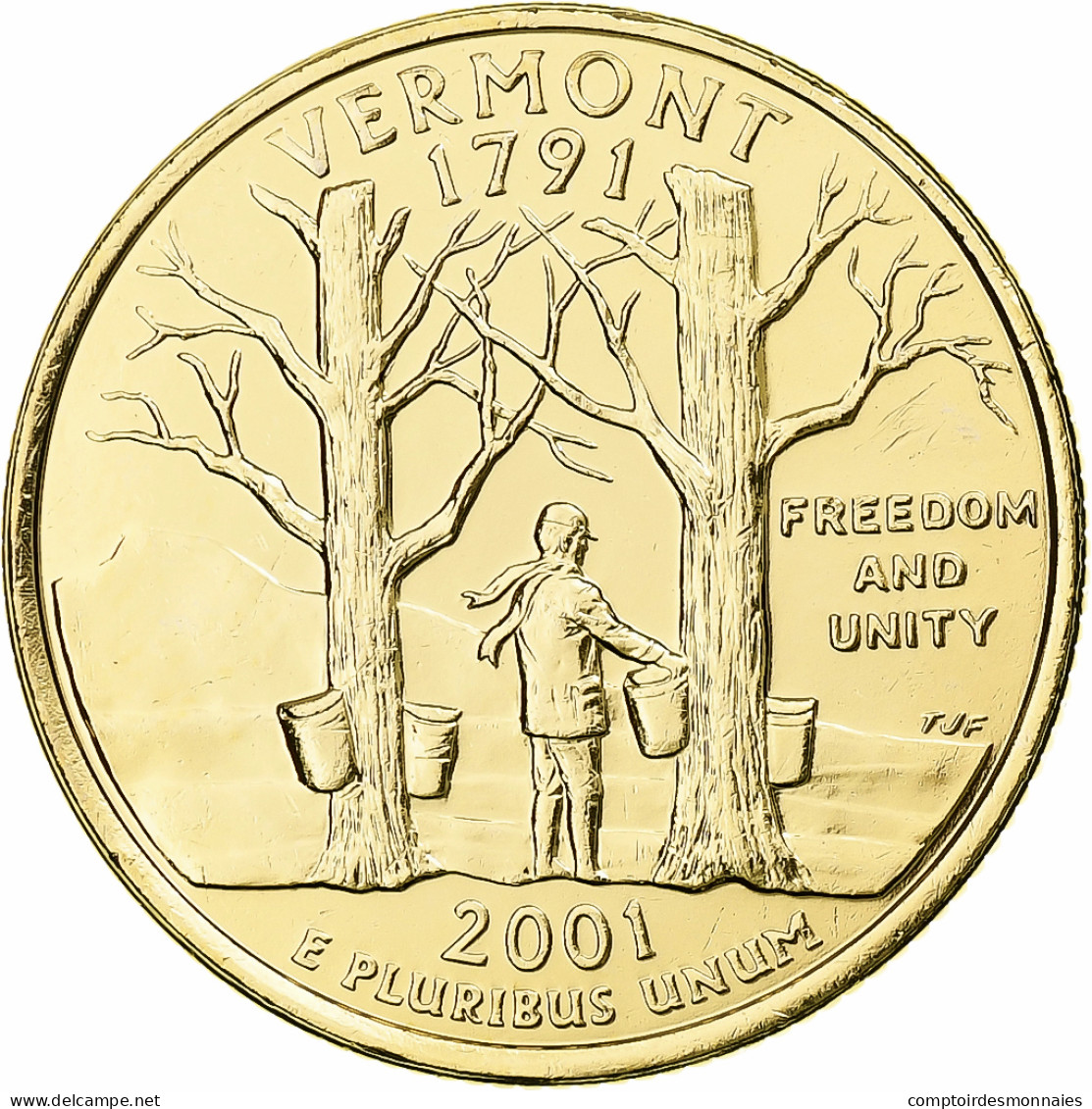 États-Unis, Vermont, Quarter, 2001, U.S. Mint, Denver, Golden, FDC, Cupronickel - 2010-...: National Parks