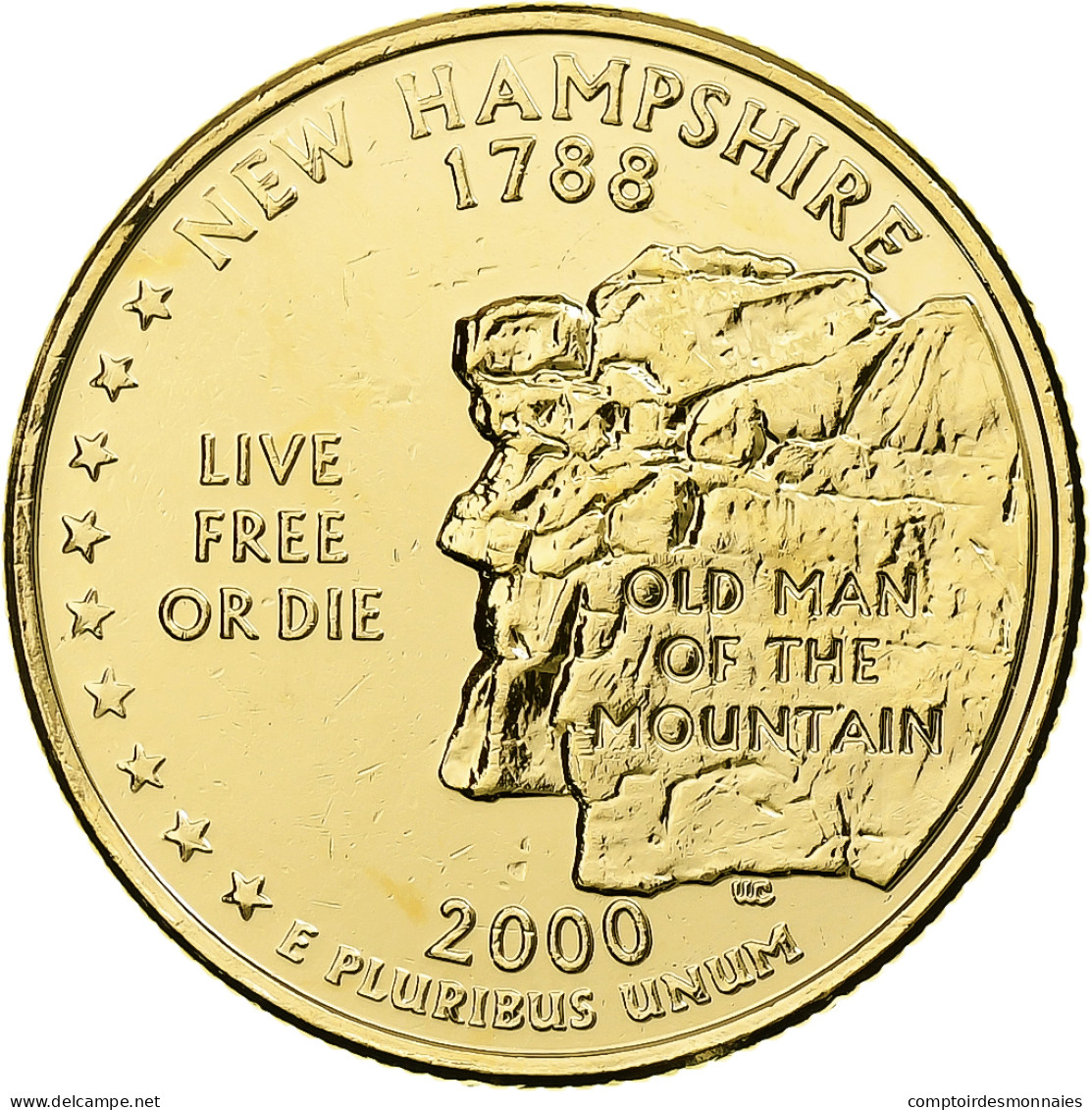 États-Unis, New Hampshire, Quarter, 2000, U.S. Mint, Denver, Golden, FDC - 2010-...: National Parks