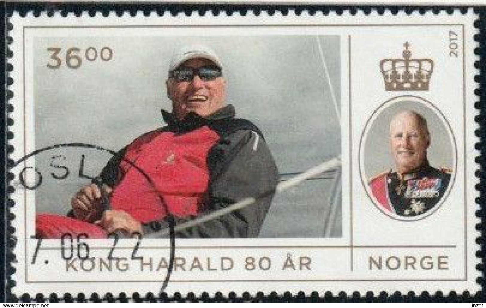 Norvège 2017 Yv. N°1871 - S. M. Harald V - Oblitéré - Gebraucht