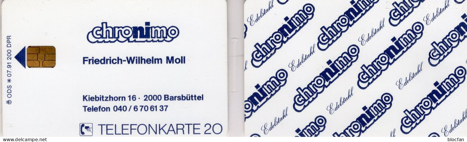 Edelstahl TK N * 07/1991 200Expl.(K383) ** 80€ Visiten-Karte Moll Barsbüttel Chronimo Metall TC VIP Phonecard Of Germany - V-Reeksen : VIP En Visitekaartjes