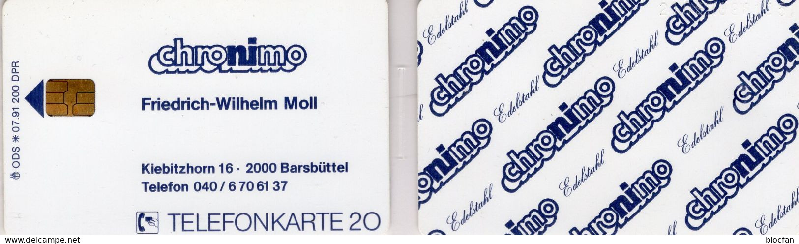 Edelstahl TK N * 07/1991 200Expl.(K383) ** 80€ Visiten-Karte Moll Barsbüttel Chronimo Metall TC VIP Phonecard Of Germany - V-Series : VIP Et Cartes De Visite