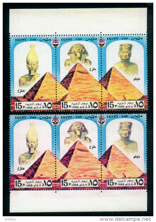 EGYPT / 1988 / COLOR VARIETY / THE GREAT PYRAMIDS OF GIZA : KHUFU ; CHEPHREN & MENKAURE / EGYPTOLOGY / MNH / VF - Neufs