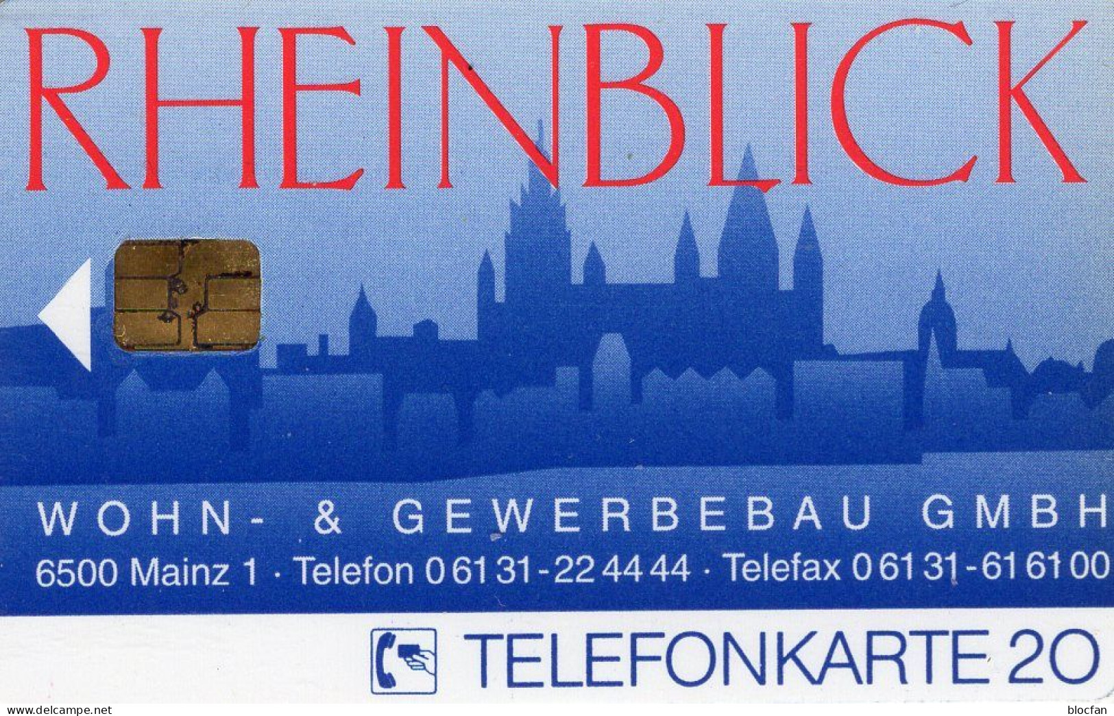 Rhein-Blick TK N *08.1991(K411) 200Expl.** 80€ VIP-cards Gesellschafter Kuroszczyk Wohnbau Mainz TC Industry On Telecard - V-Series: VIP-und Visitenkartenserie