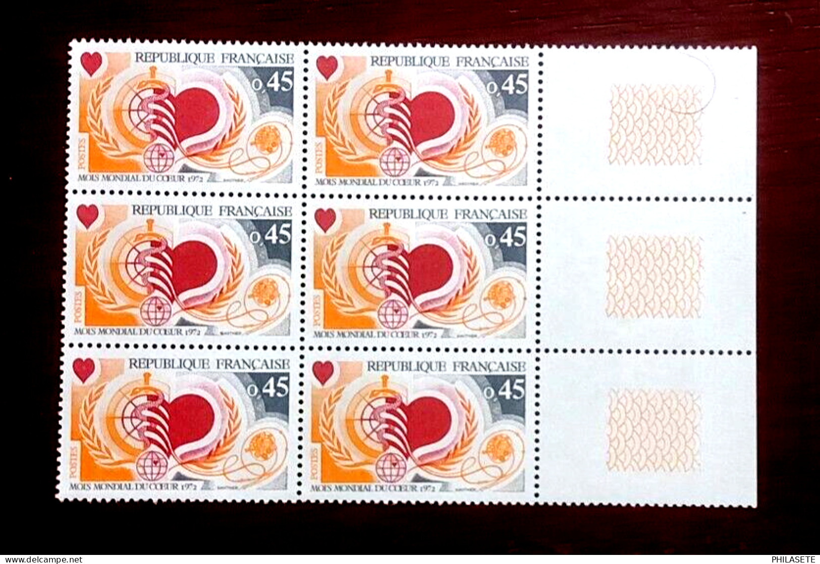 France 1972 Bloc De 6 Timbres N** YT N° 1711 Mois Mondial Du Coeur - Feuilles Complètes