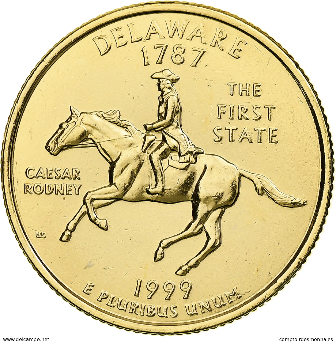 États-Unis, Delaware, Quarter, 1999, U.S. Mint, Denver, Gold-plated Coin, FDC - 1932-1998: Washington