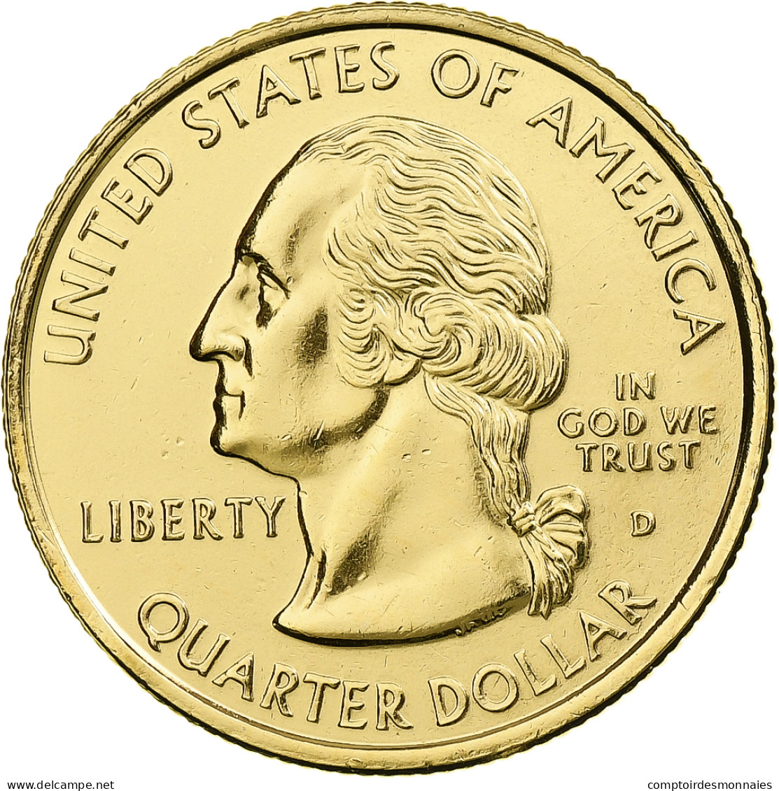 États-Unis, Delaware, Quarter, 1999, U.S. Mint, Denver, Gold-plated Coin, FDC - 1932-1998: Washington