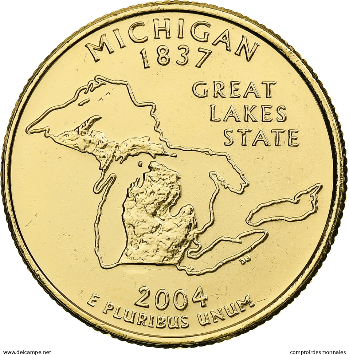 États-Unis, Michigan, Quarter, 2004, U.S. Mint, Philadelphie, Golden, FDC - 1999-2009: State Quarters