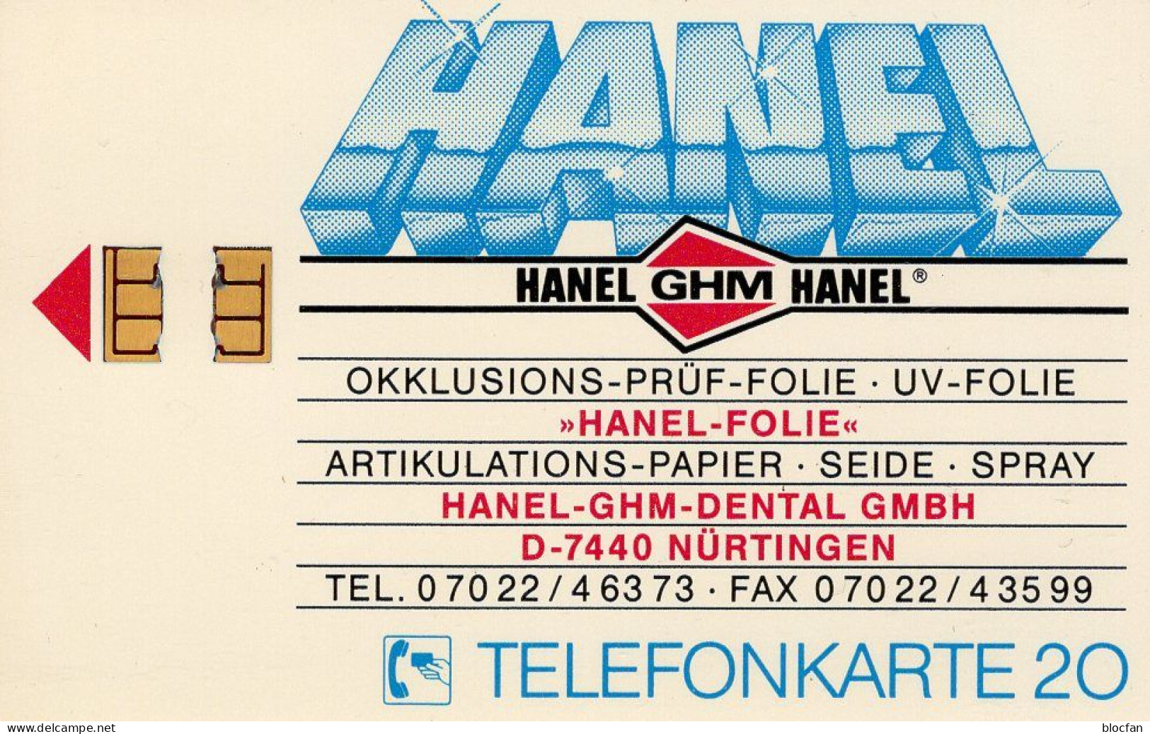 HANEL-Folie TK N *06.1991(K325)200Expl.** 160€ Visitenkarte Geschäftsführer In Nürtingen TC Industry On Telecard Germany - V-Series: VIP-und Visitenkartenserie