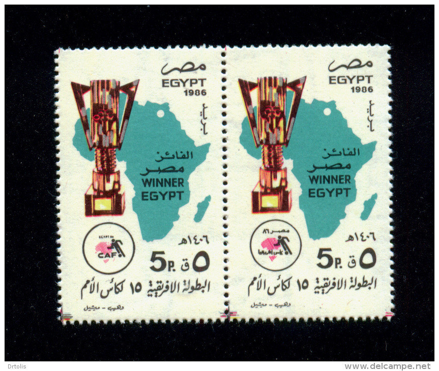 EGYPT / 1986 / SPORT / FOOTBALL / MAP / CUP / VICTORY IN AFRICAN NATIONS CUP FOOTBALL CHAMPIONSHIP / MNH / VF - Ongebruikt