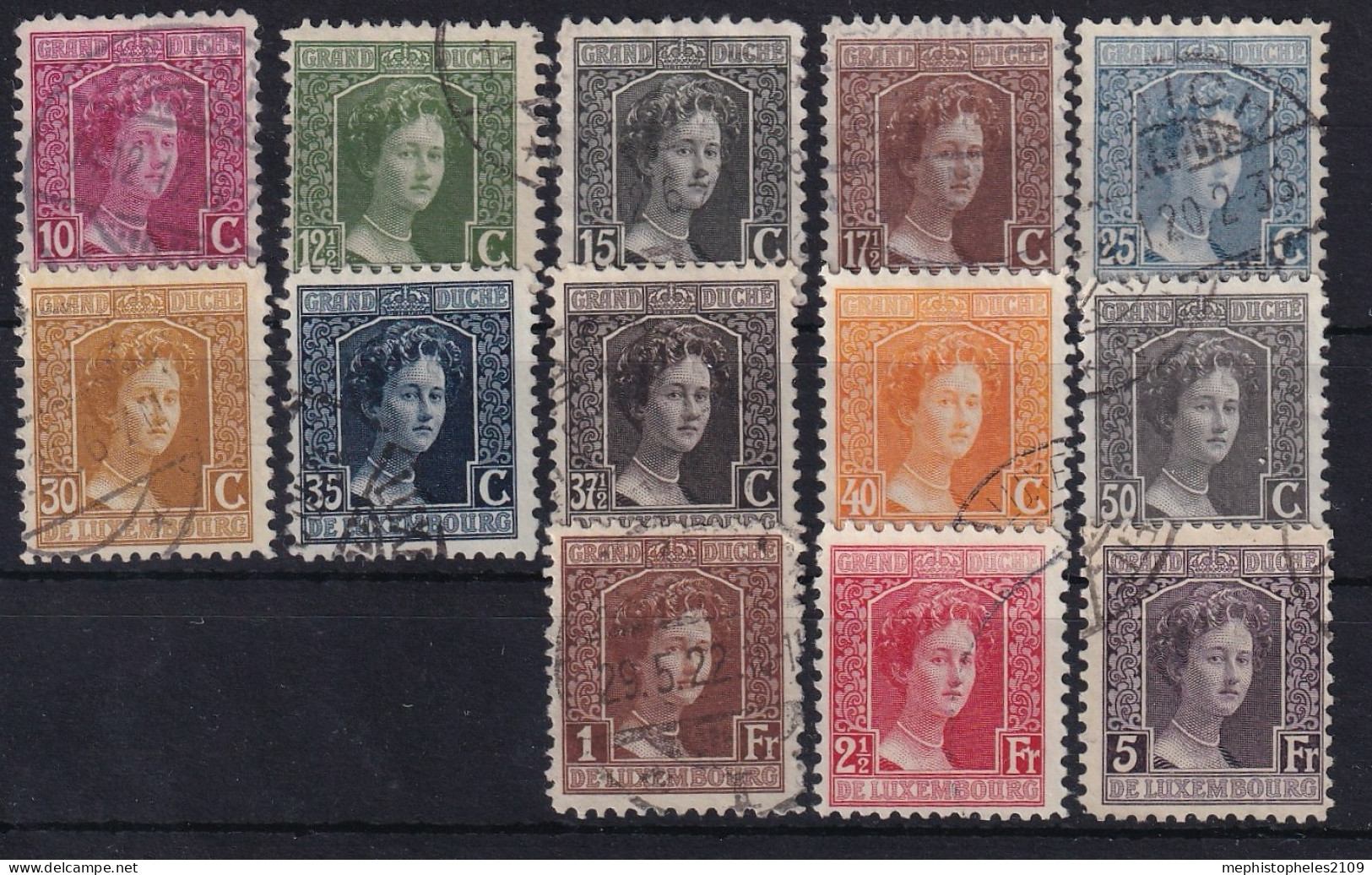 LUXEMBOURG 1914-17 - Canceled - Sc# 97-106, 109-111 - 1914-24 Maria-Adelaide