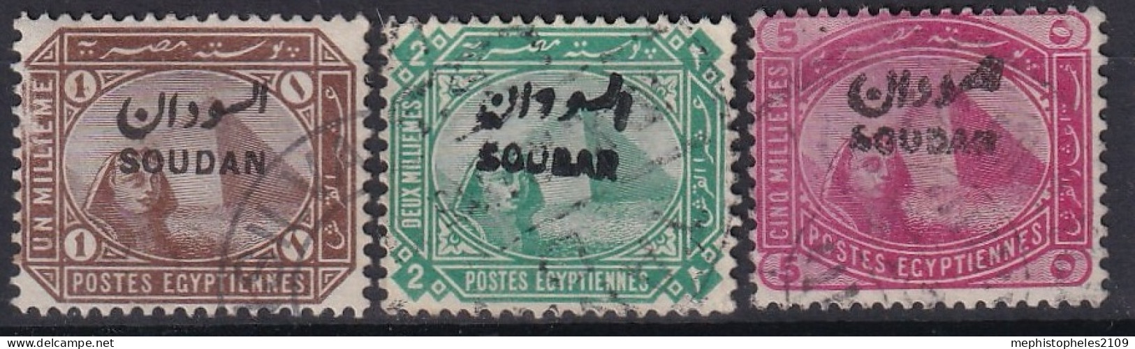 SUDAN 1897 - Canceled - Sc# 1, 2, 4 - Soedan (...-1951)