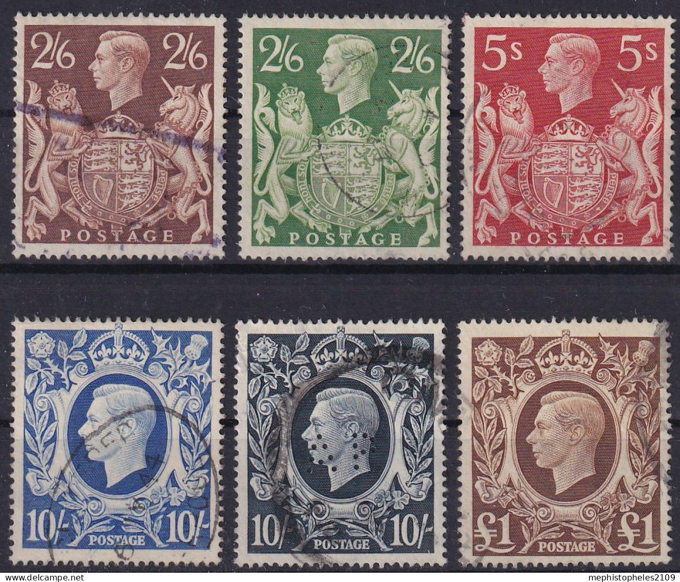 GREAT BRITAIN 1939 - Canceled - Mi# 212. 228, 213, 229, 214b, 230 - Used Stamps