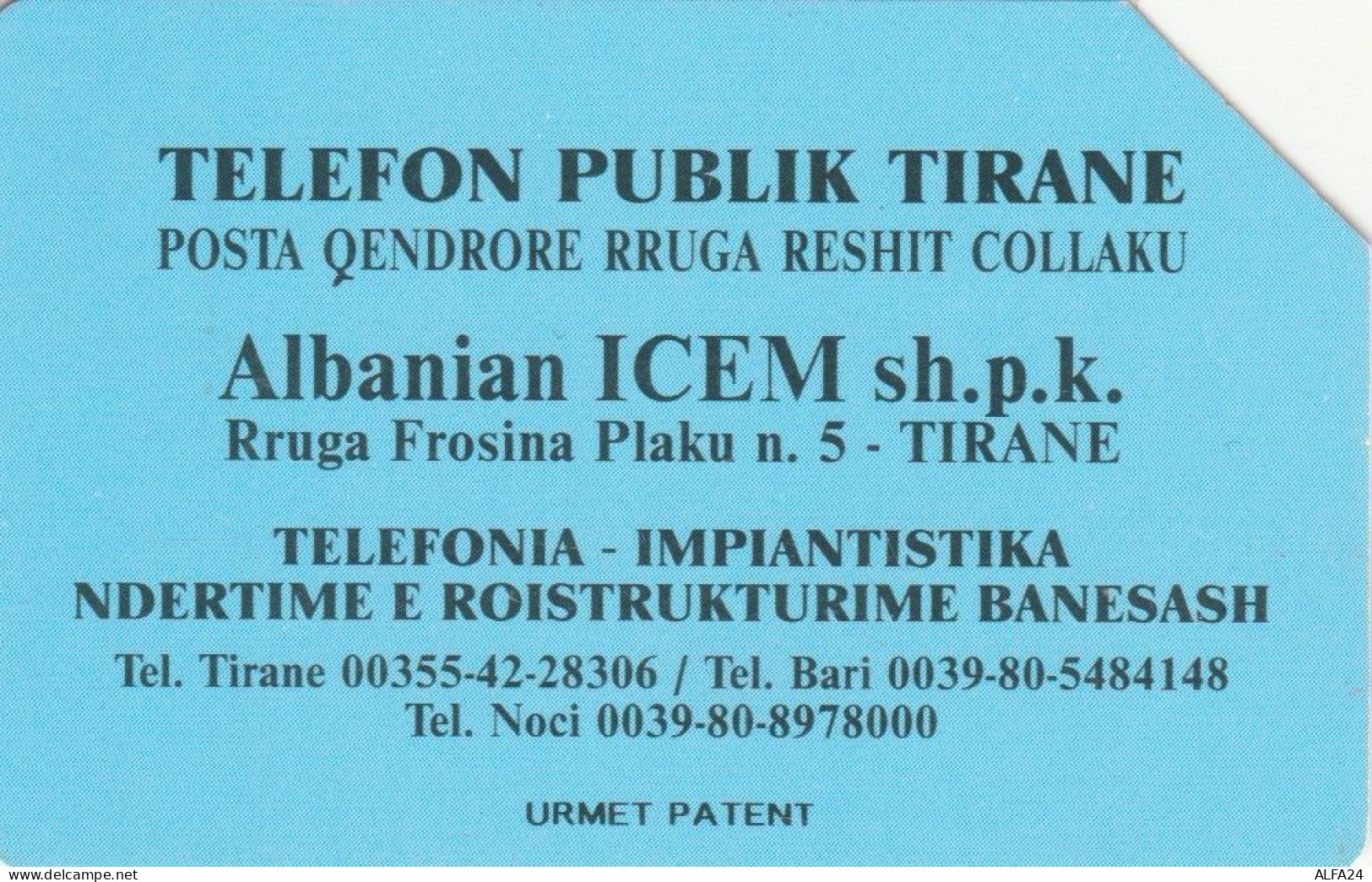 PHONE CARD ALBANIA URMET (E104.35.5 - Albanie