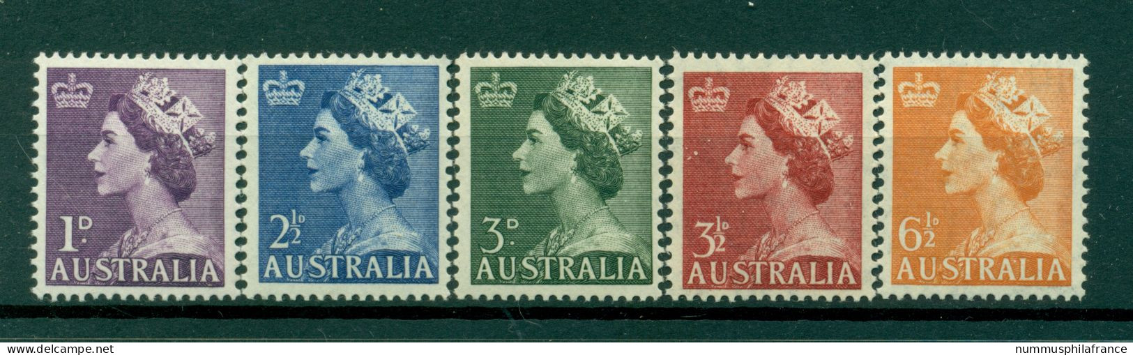 Australie 1953 - Y & T N. 196/98A - Série Courante (Michel N. 229/30-234/36) - Ungebraucht