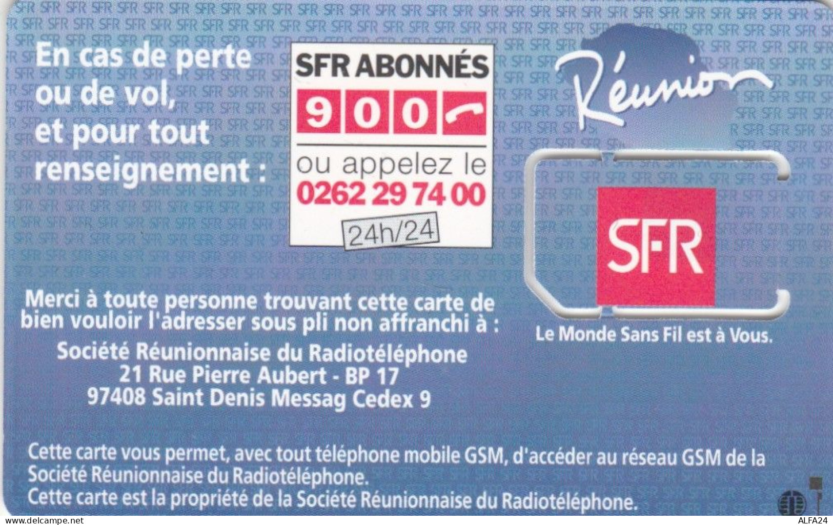 PHONE CARD GSM SIM REUNION  (E105.37.4 - Reunion