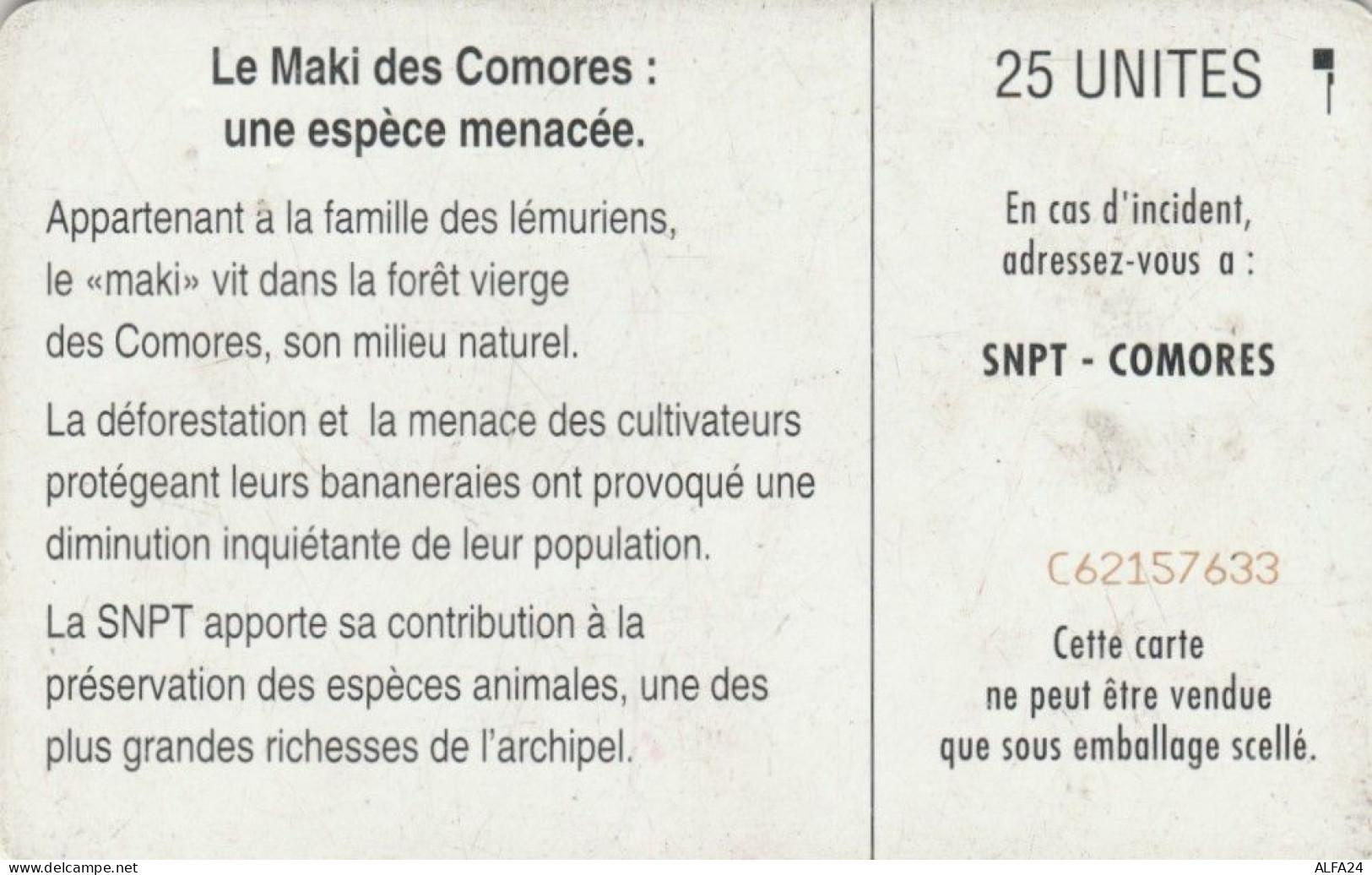 PHONE CARD COMORES  (E105.31.2 - Comoros