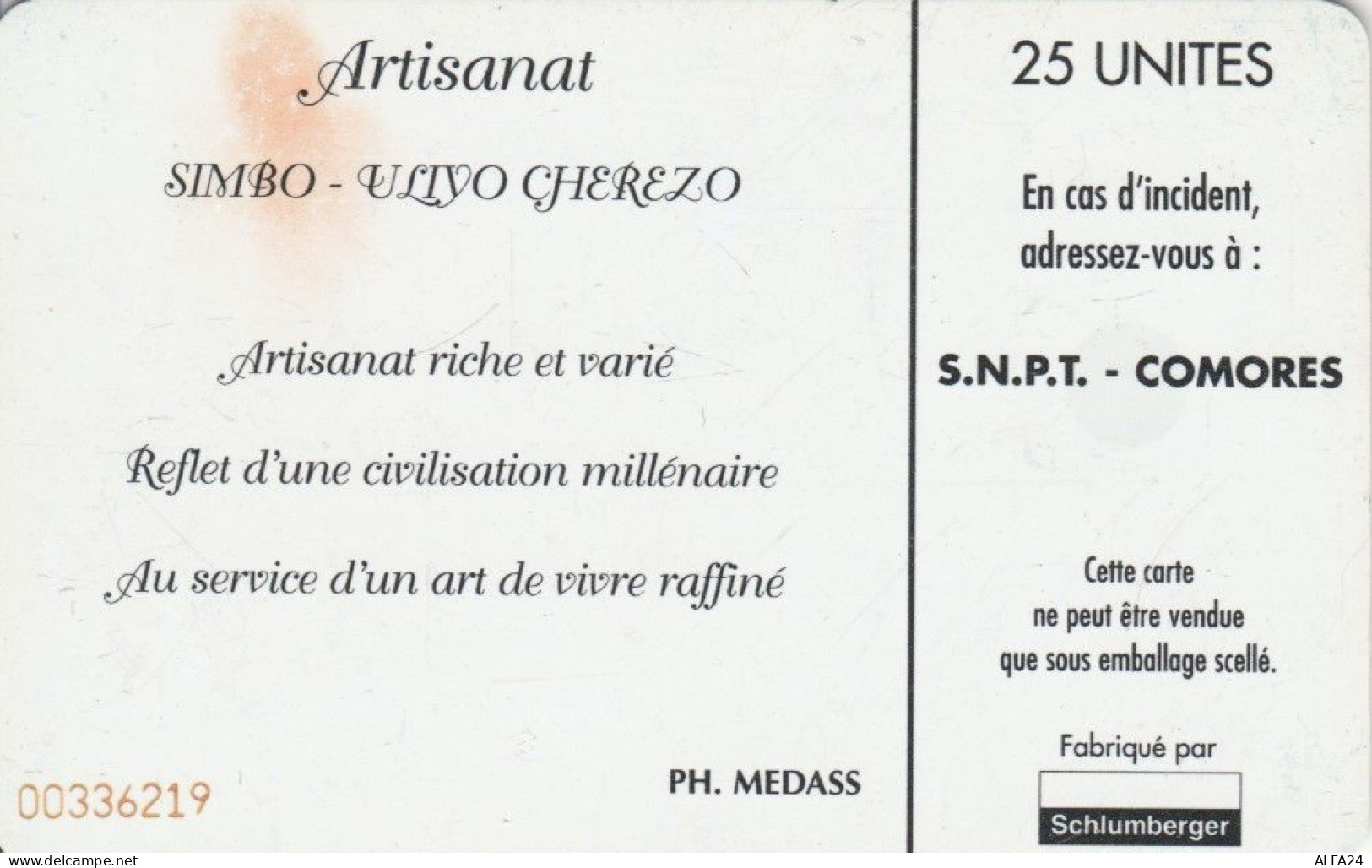 PHONE CARD COMORES  (E105.30.3 - Comoren