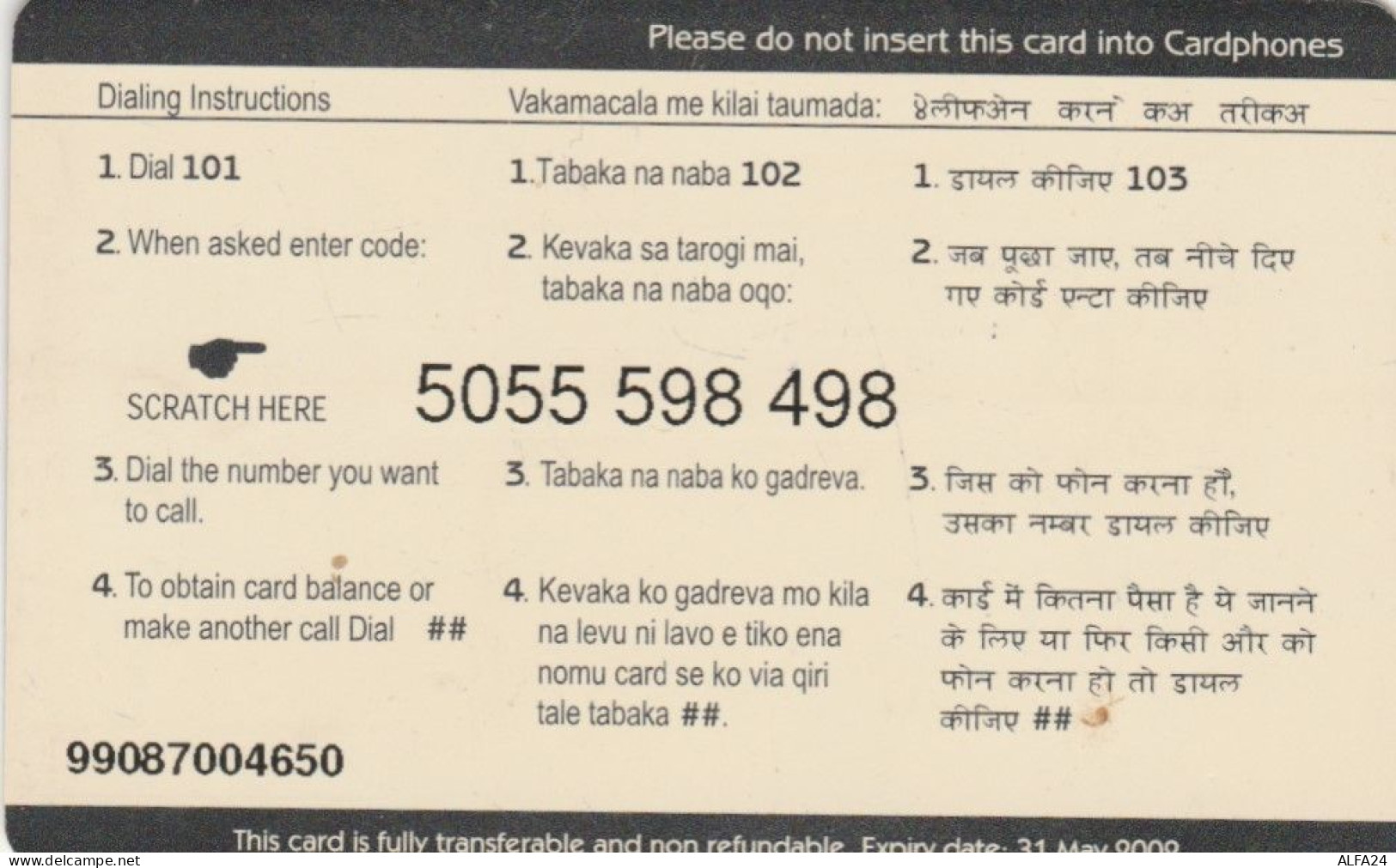 PREPAID PHONE CARD FIJI  (E105.16.4 - Fidji