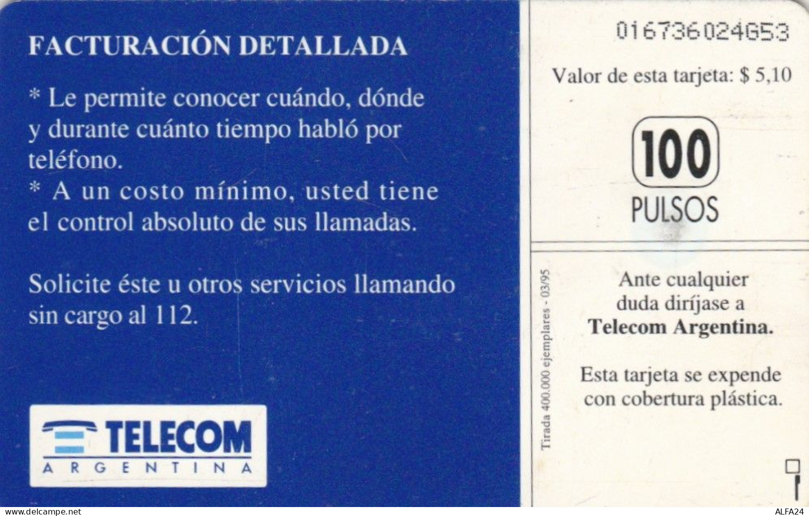 PHONE CARD ARGENTINA  (E105.3.3 - Argentine