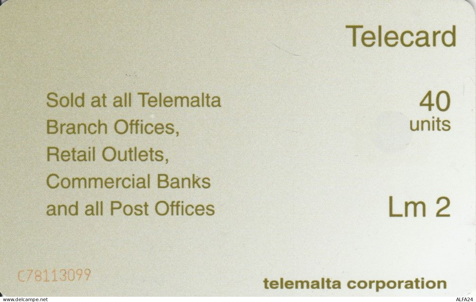 PHONE CARD MALTA  (E106.10.7 - Malte