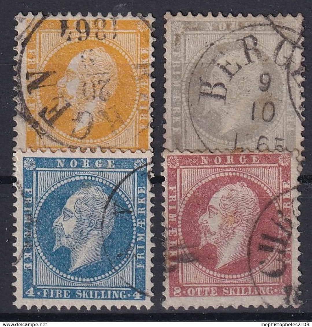 NORWAY 1855-57 - Canceled - Sc# 2-5 - Used Stamps