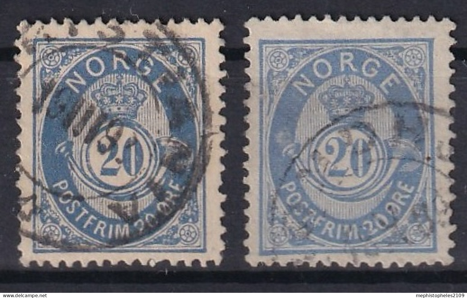 NORWAY 1883/86 - Canceled - Sc# 44, 44a - Used Stamps