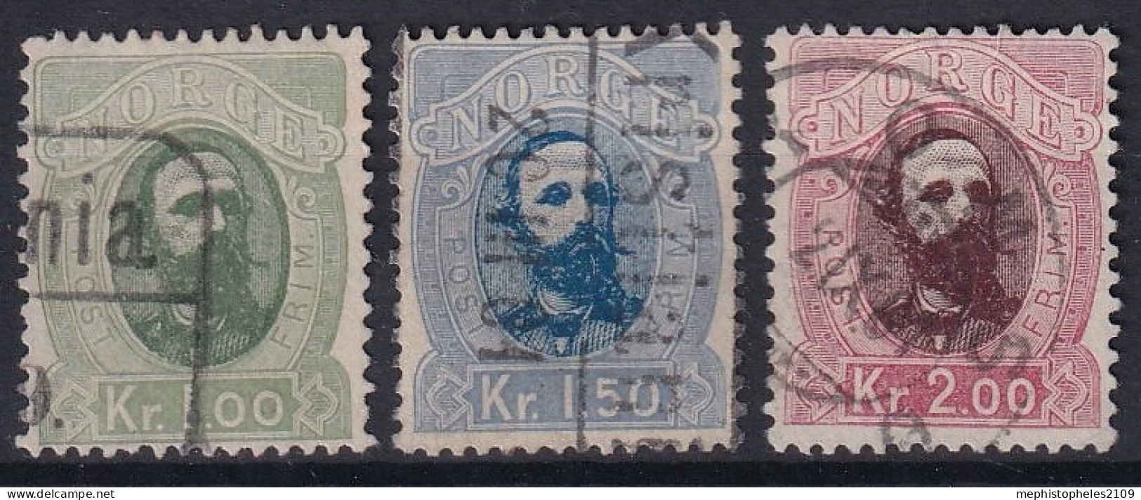 NORWAY 1878 - Canceled - Sc# 32-34 - Oblitérés