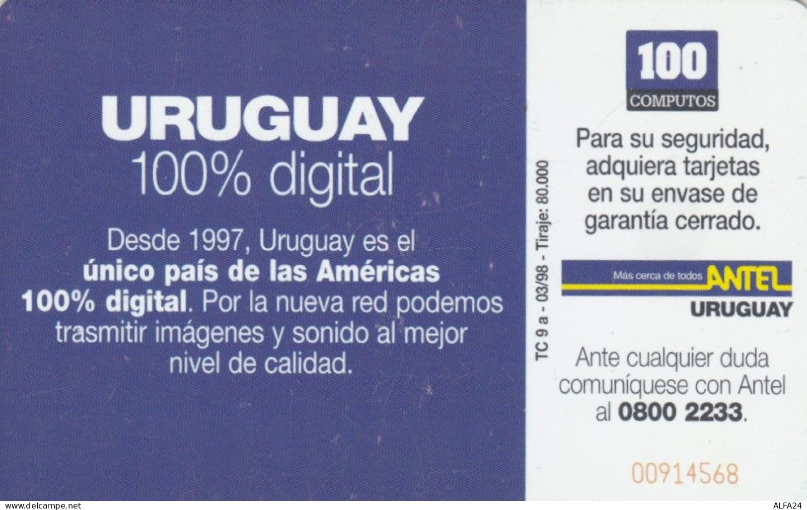 PHONE CARD URUGUAY  (E107.13.6 - Uruguay