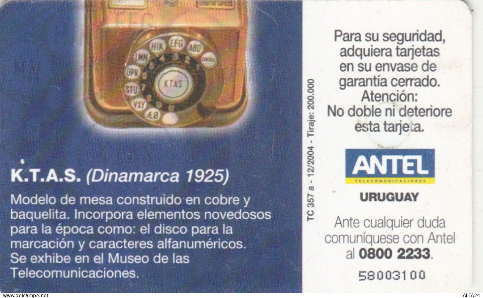 PHONE CARD URUGUAY  (E108.50.10 - Uruguay